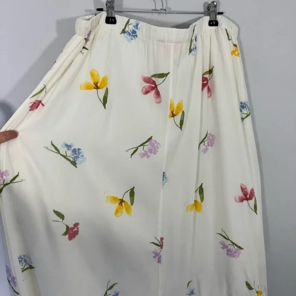 Joe Fresh Floral Spring Midi Skirt Womens L Cream Pastel Easter Church Pretty - Picture 7 of 10